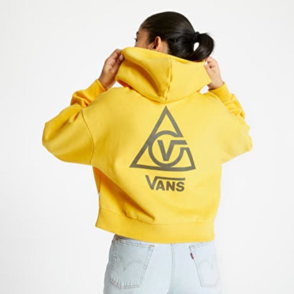 VANS 66 Supply 2 Hoodie Yellow Cotton Blend Prints Chest Back Womens VN0A5DS785W - Picture 3 of 6
